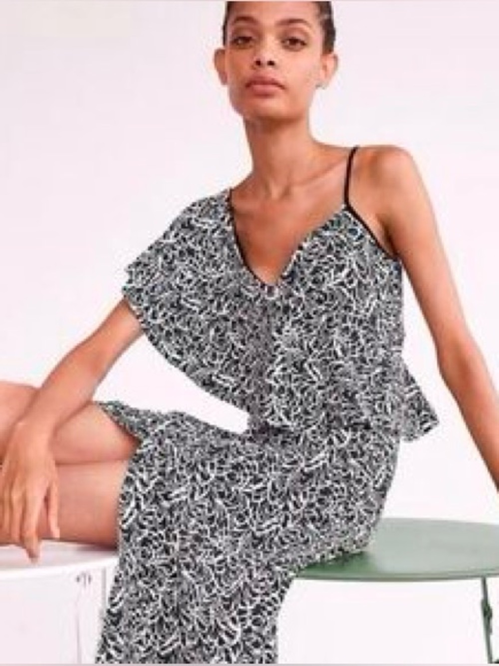 CLUB MONACO Asymmetrical V-Neck High-Low Maxi Dress